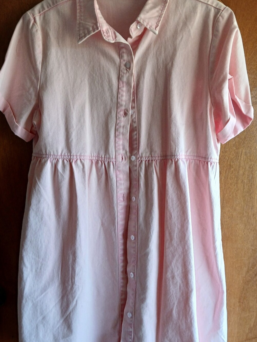 Girls' Light Pink Button-Front Shirt Dress